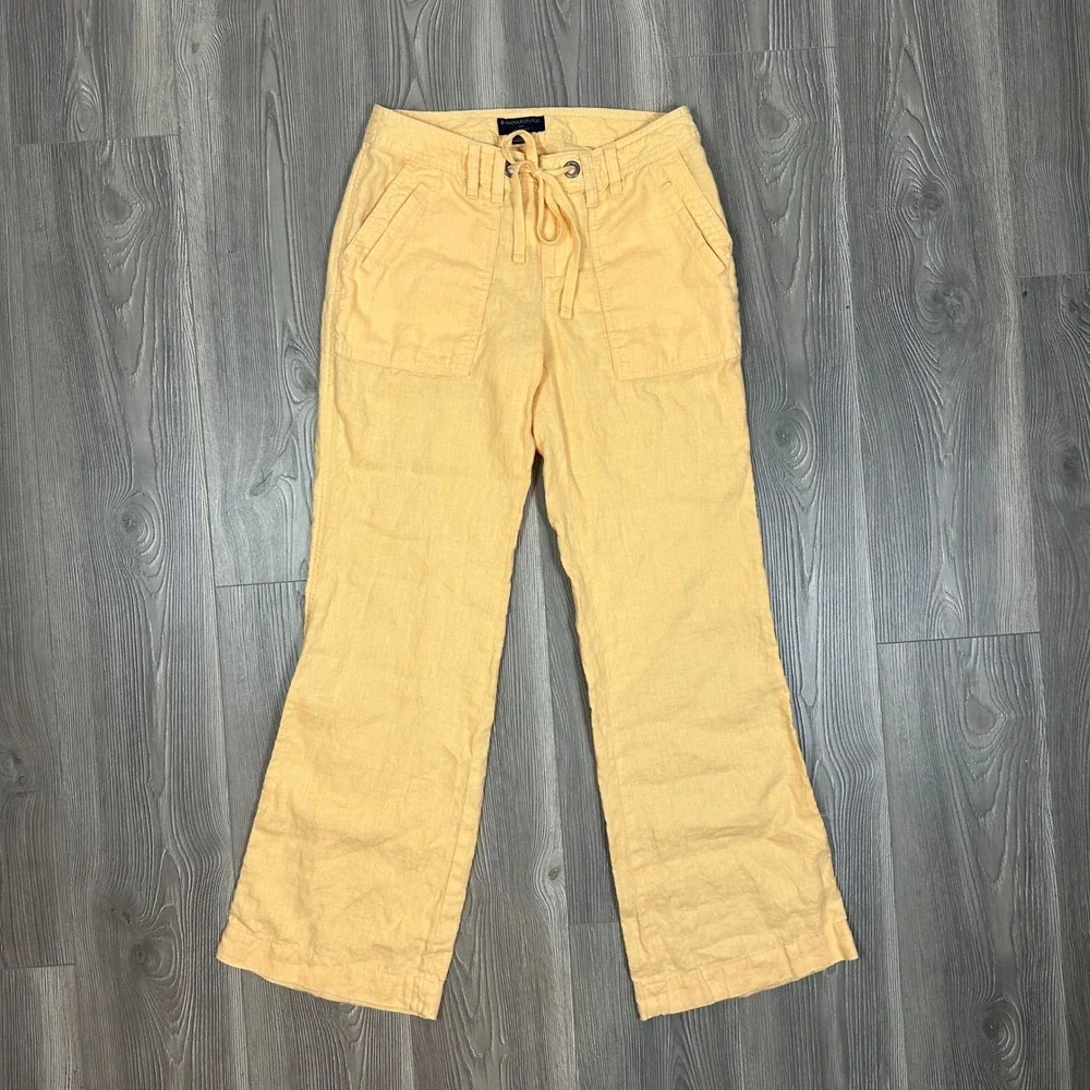 Y2K Banana Republic Light Orange Linen Cargo Style Pants